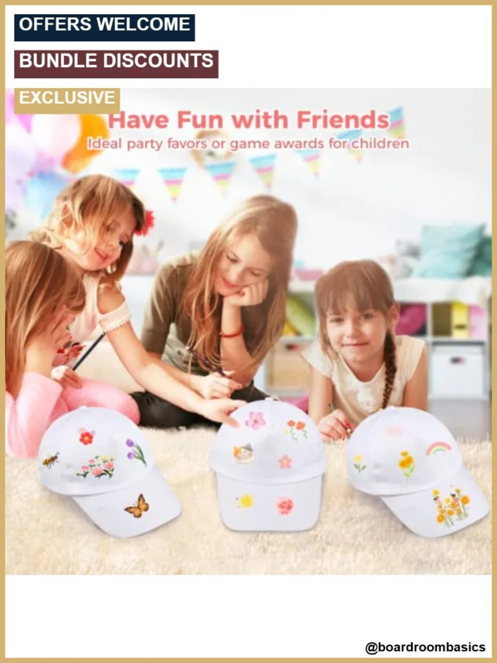 DIY Kids Baseball Cap 30 Pack Blank White Hats for Painting Party Favors